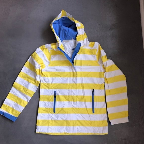Vineyard Vines Jackets & Blazers - Vineyard Vines Women's Rain Jacket - Size M - White with Yellow Stripes - NWOT